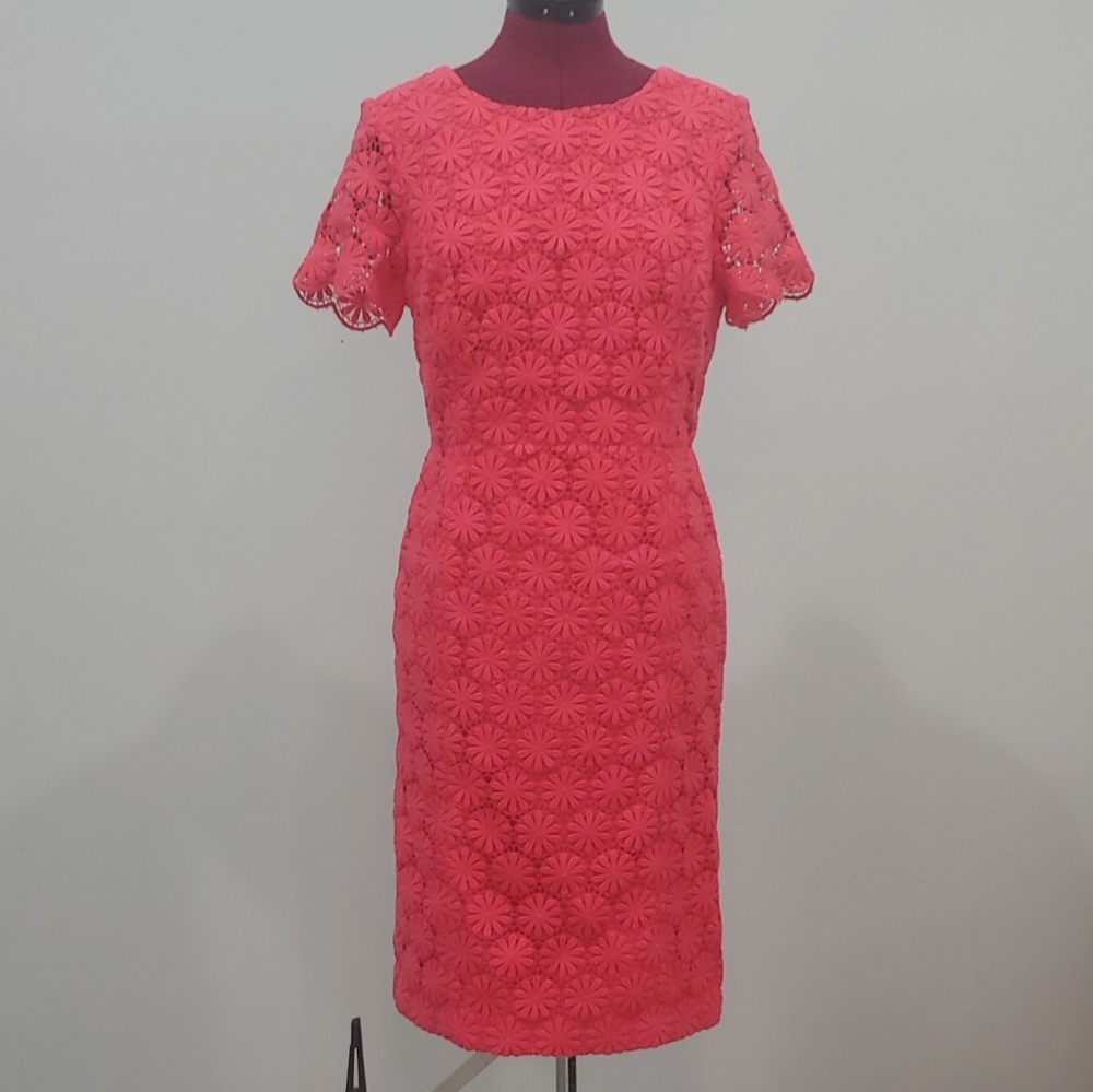 LAST CHANCE NWT Talbots coral pink eyelet sheath dress size 6